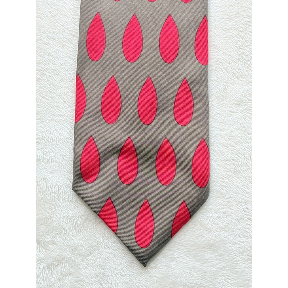 Vintage Gene Meyer Brown Pink Teardrop Silk Tie Men 3.75" Excellent